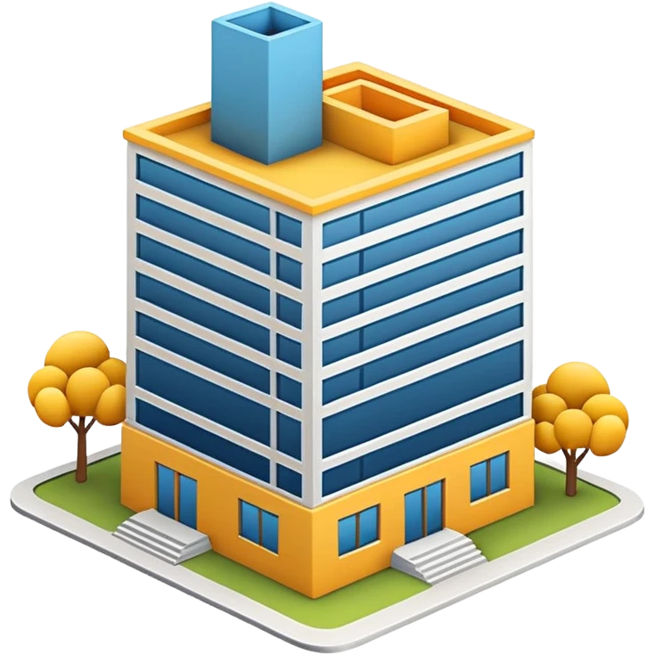 Emoji-style illustration of a BIM model (3D building model), flat vector look, bold outlines, minimal details, no background emoji