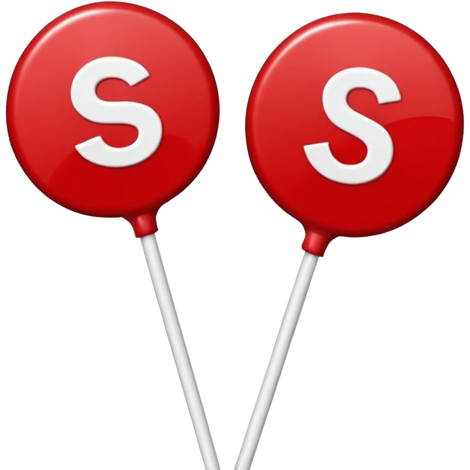 2 Christmas red lollipops with white "S" logo emoji