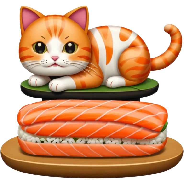 A entire cat body and all and sushi emoji