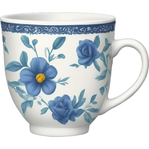 Floral navy blue tea cup  emoji