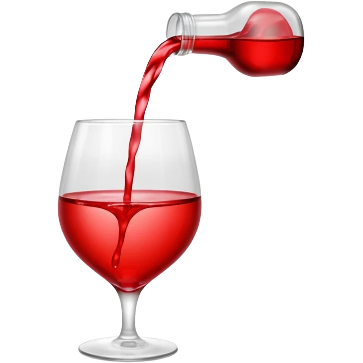 Pouring red colour water in heart shape glass emoji