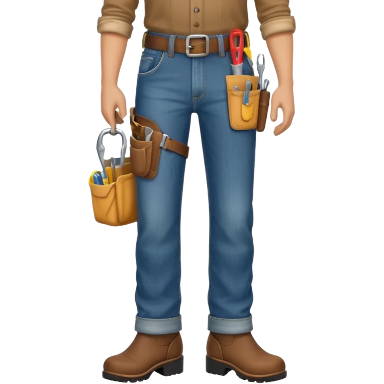 lower half of a male farmer showing jeans, boots, and a tool belt, emoji style emoji