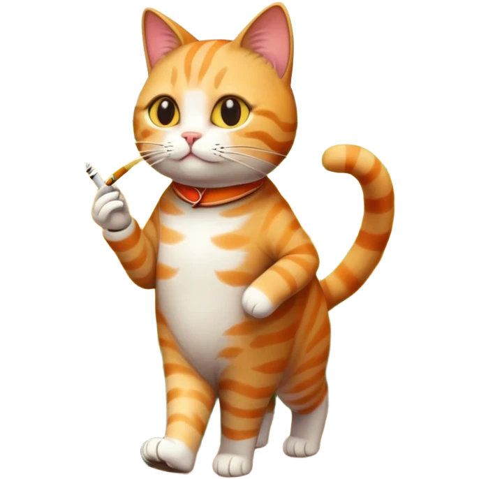 Котик с сигаретой шагает по полю emoji