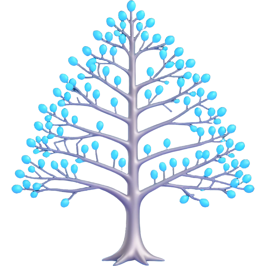 icon symbolizing deterministic logic, glowing binary tree with clear branches, cool blue and silver tones, modern and tech-inspired emoji