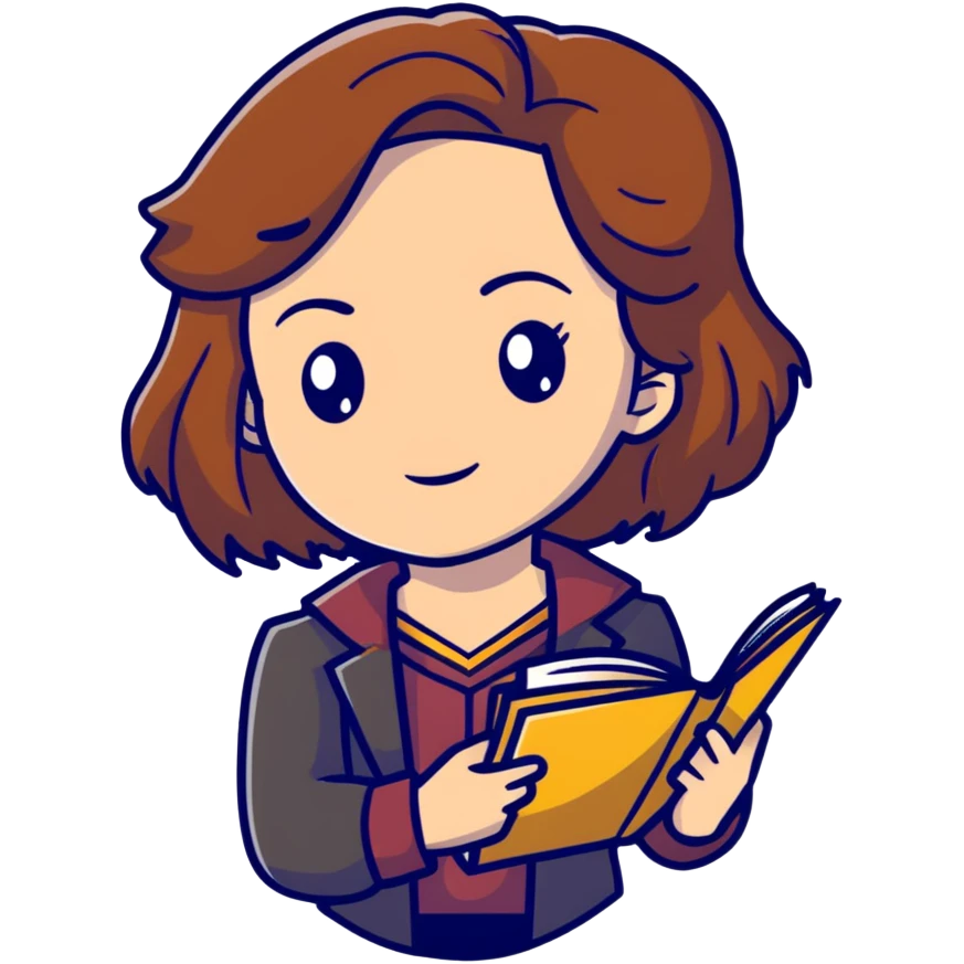 Cute Hermione Granger with books and time-turner necklace emoji