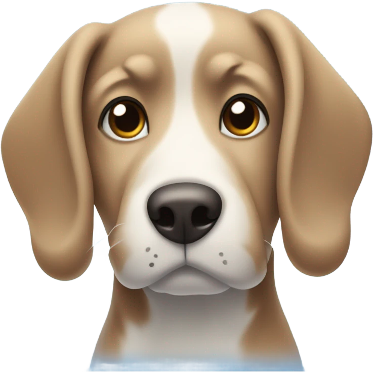 Dog with one floppy ear under the blue sky  emoji