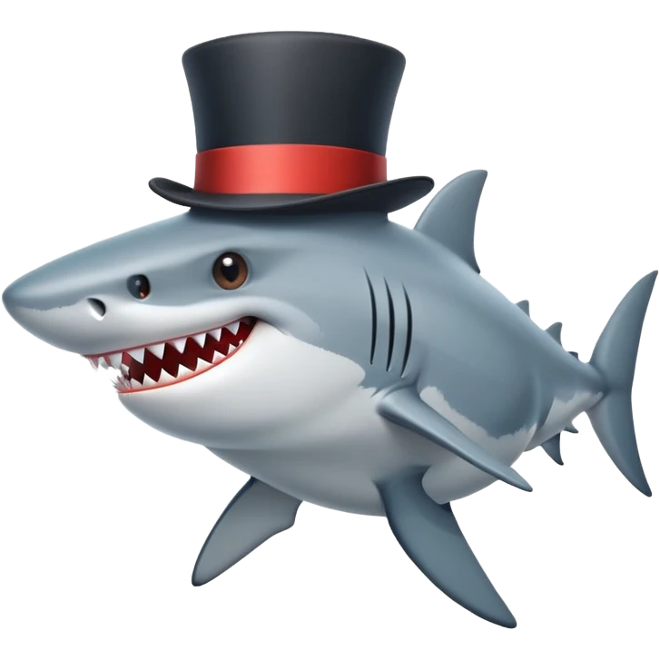 Shark with a top hat emoji