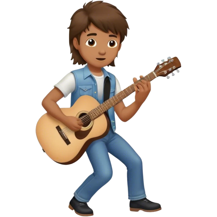 boy with mullet brown hair and playing a guitar emoji