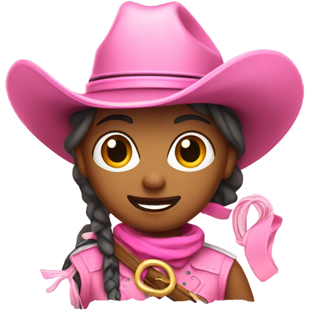 pink cowboy hat lassoo and hear emoji