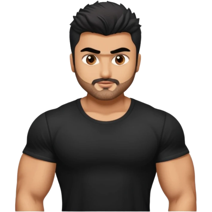 ipretty bratz emoji of arjun kapoor wearing a black tee, muscular emoji