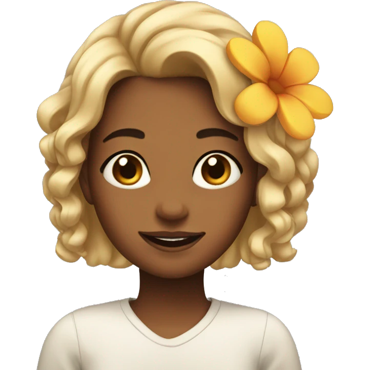 teen girl with a flower in her hair emoji