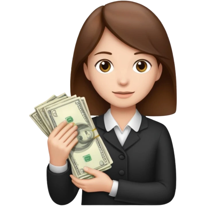 brown hair person who holds money emoji