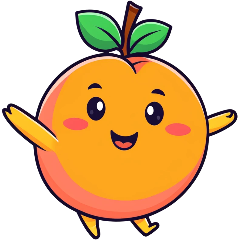 happy peach fruit character dancing emoji