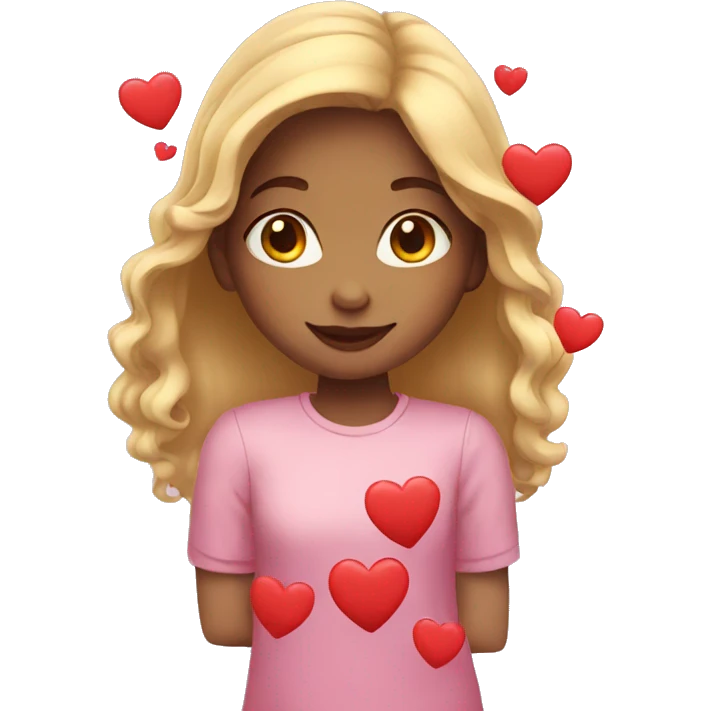 girl with hearts emoji