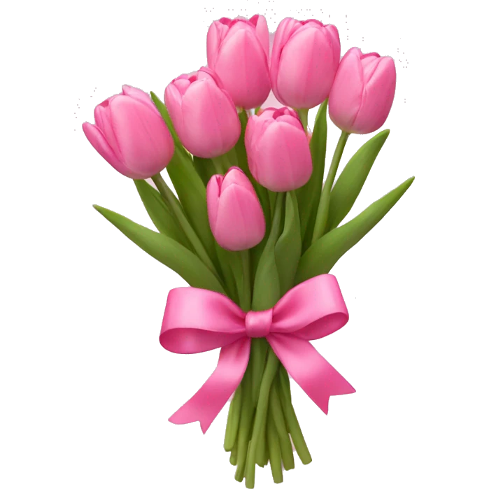 small pink tulip bouquet with bow emoji