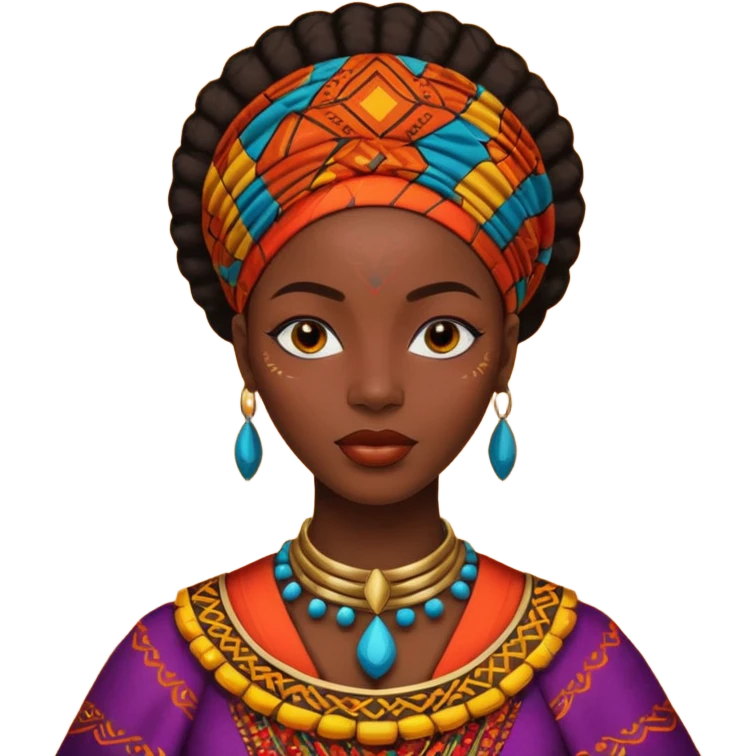 dreadlocks black african woman with traditional african clothes emoji