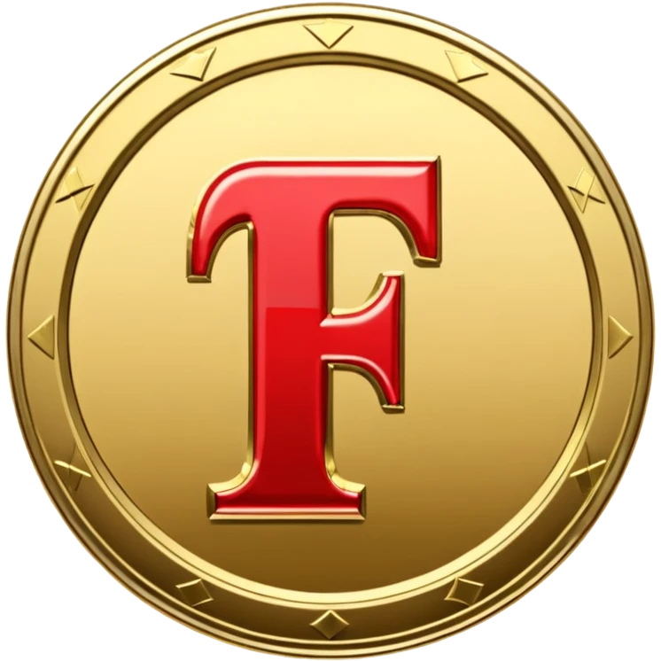 Currency crypto money symbol for the money "Fcoins" letter F, casino coin emoji