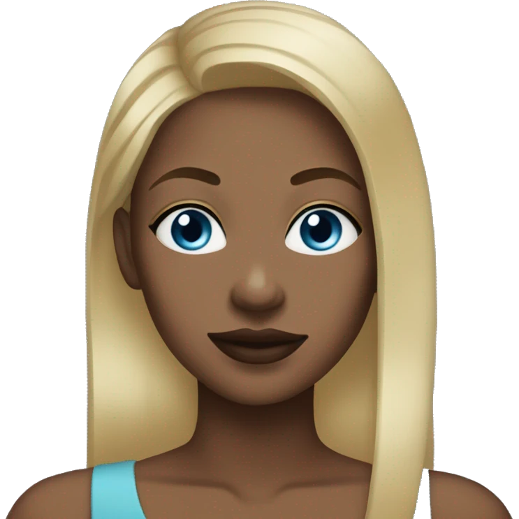 black woman blonde ponytail blue eyes full lips emoji