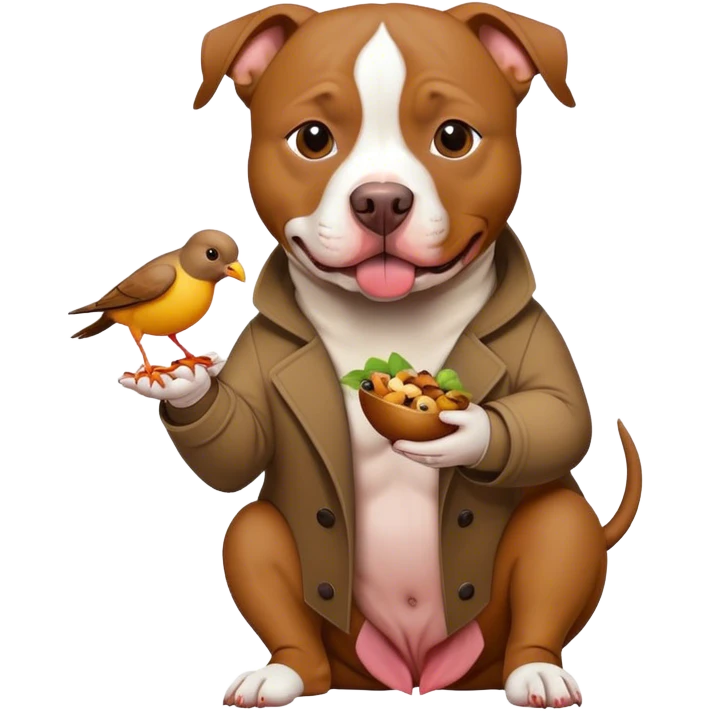 Pit bull eating a bird emoji