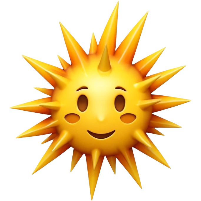 Compact iOS-style 3D emoji: sudden sharp burst shape with irregular spiky edges, bright yellow and white center fading to orange, glossy highlight, dynamic motion blur effect; no text, no faces emoji