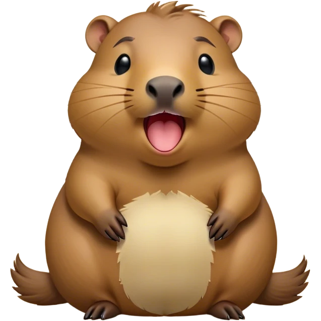 Cinematic Cute Yawning Capybara Portrait Emoji, Head tilted slightly with a dramatic, wide-open yawn, showcasing a plush, rounded body with drowsy, half-closed eyes and a relaxed expression, Simplified yet irresistibly adorable features, highly detailed, glowing with a soft, cozy natural glow, high shine, relaxed yet expressive, stylized with a dash of whimsical charm, soft glowing outline, capturing the essence of a drowsy yet affectionate guardian that seems ready to stretch out for a nap! emoji