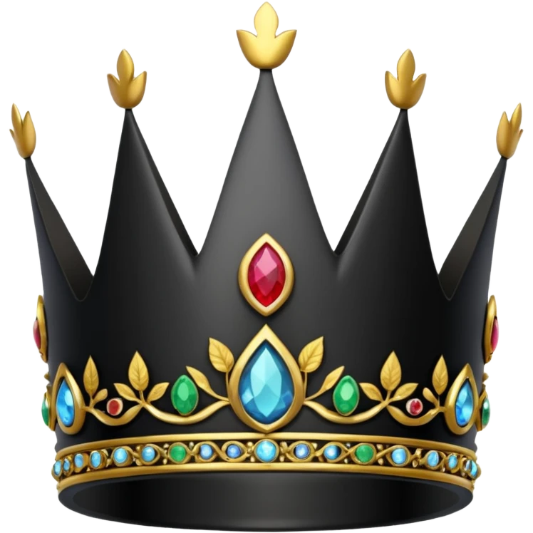 eine schwarze krone mit ein wenigen verzirten goldblätter edelsteine emoji