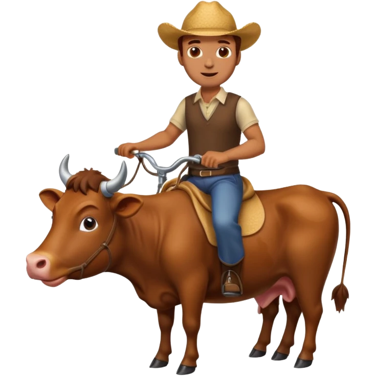 brown cow riding a man emoji