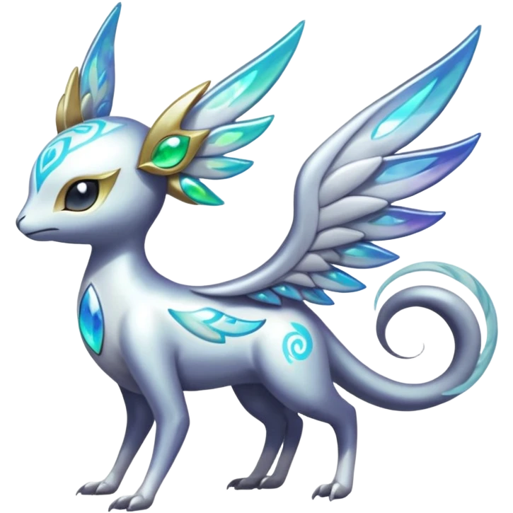Angelic Divine Bioluminescent Translucent Luminescent Diaphanous Shiny Colorful Meloetta-Latias-Koraidon-Peppercat-Wargreymon-Protogen-Fakémon-fusion-hybrid-creature emoji
