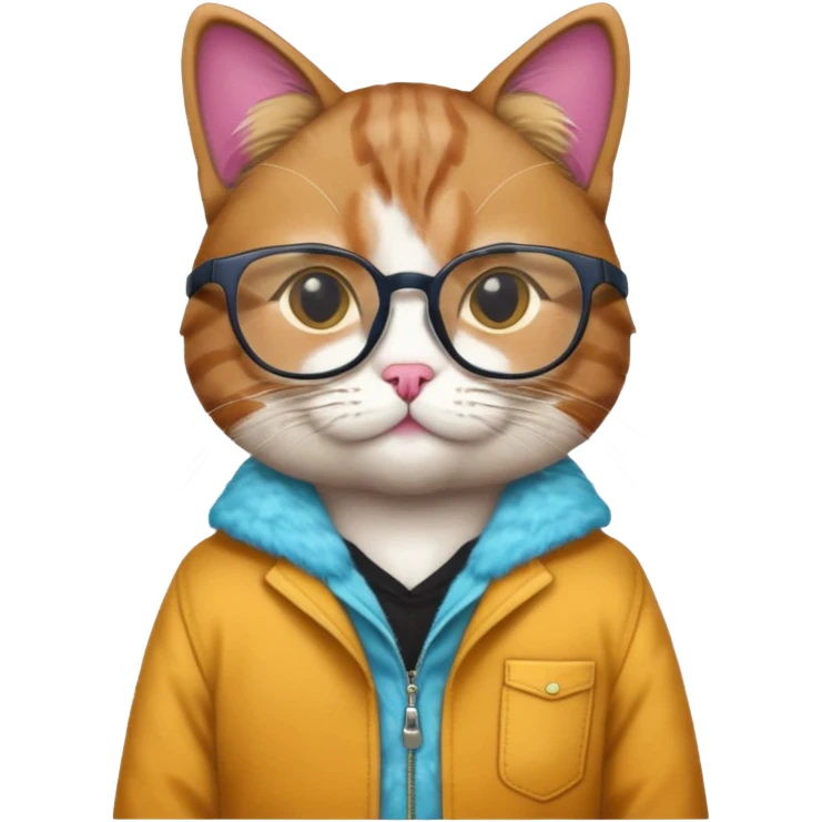 cat with clothes and wearing glasses emoji