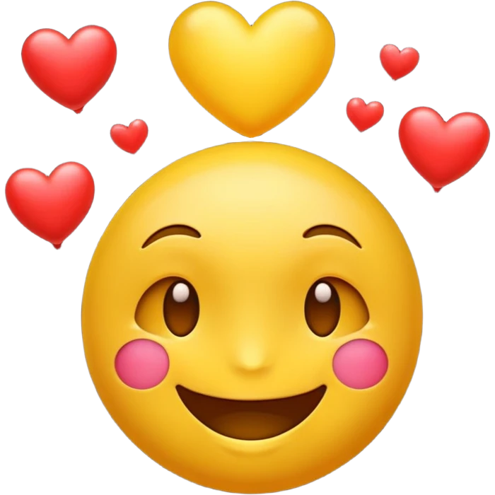classic yellow emoji face with hearts floating above its head emoji