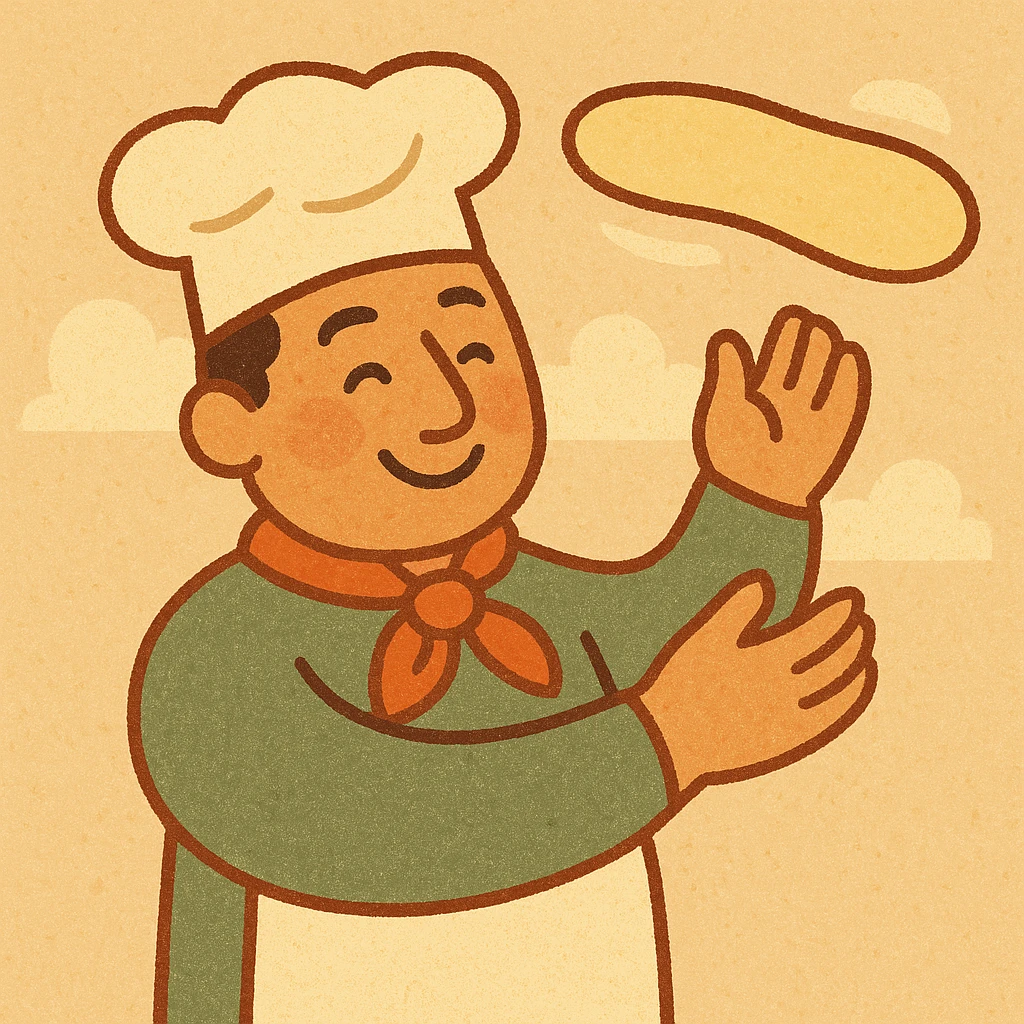 smiling Italian chef spinning pizza dough emoji