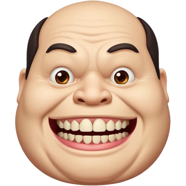 extremely ugly man with big teeth and realistic eyes and a quadruple chin and an extremely fat body emoji