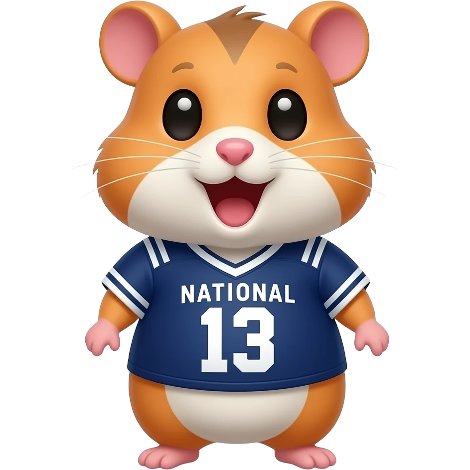 squeak the cute orange hamster talking tom in the football country suit emoji