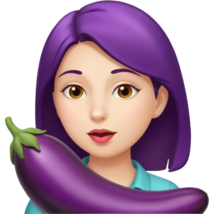 Naked woman sucking eggplant  emoji