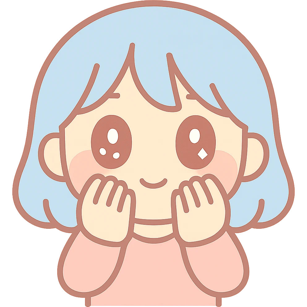 anime style character covering face with hands, embarrassed, blushing, shy body language emoji