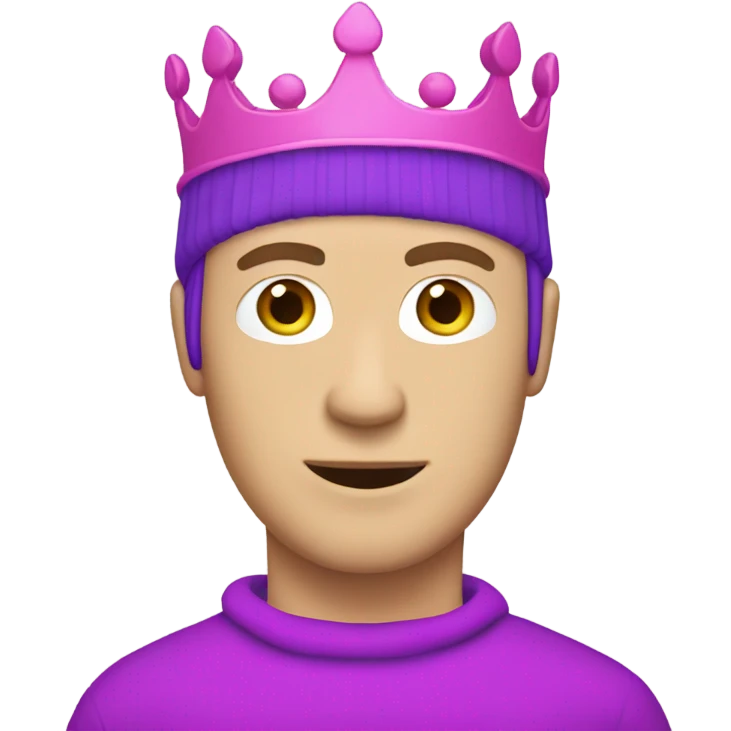 white guy with pink/purpish balaclava with crown emoji
