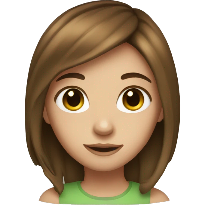 girl with brown hair and eyes green emoji