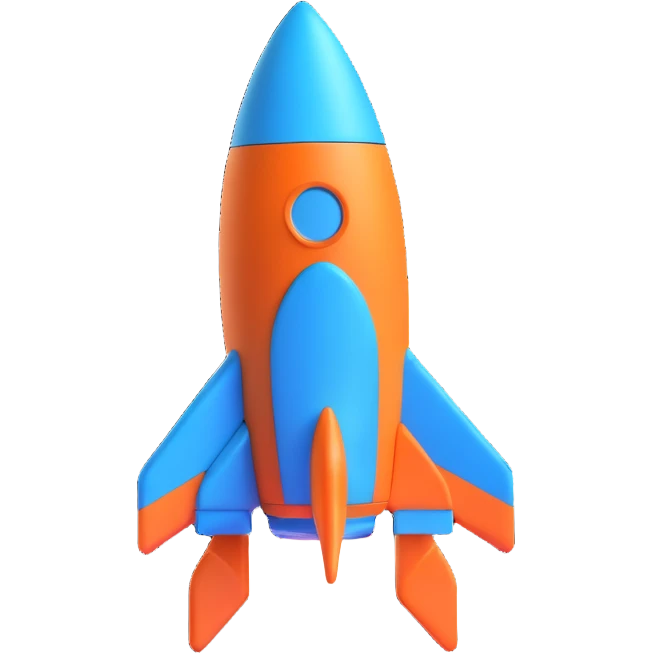 Slack-style blue rocket emoji with 3D effect emoji