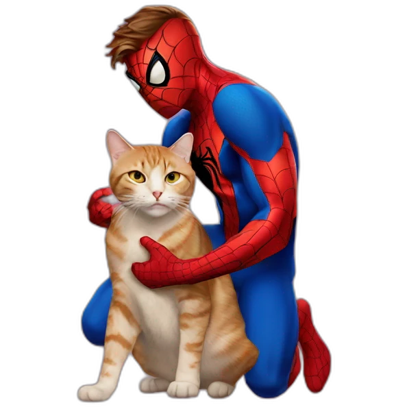 Spiderman with cat emoji