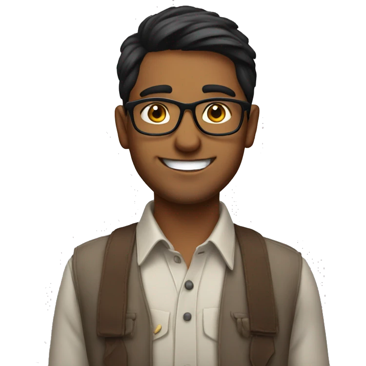 Indian young with glasses no beard, smiling emoji