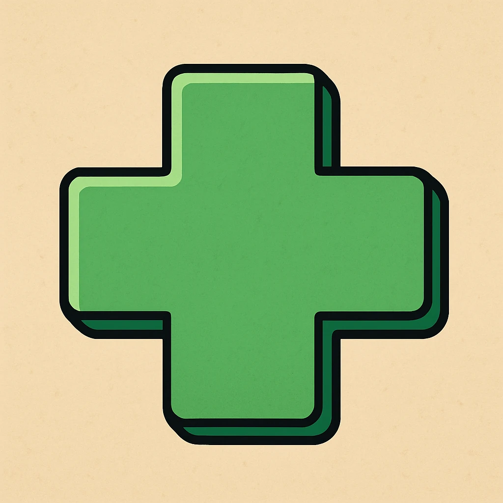 pharmacy symbol, modern flat style, green cross, clean and simple emoji