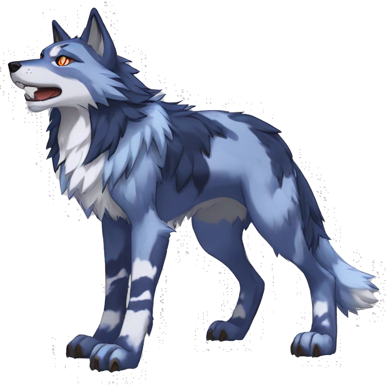  Cool Edgy Colorful Anthro War-Digimon-Fakemon-Wolf with edgy markings full body emoji