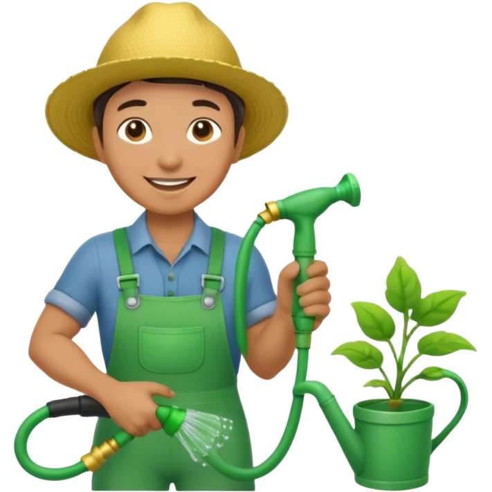 gardener watering with a hose emoji