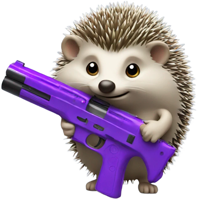 hedgehog with purple gun emoji