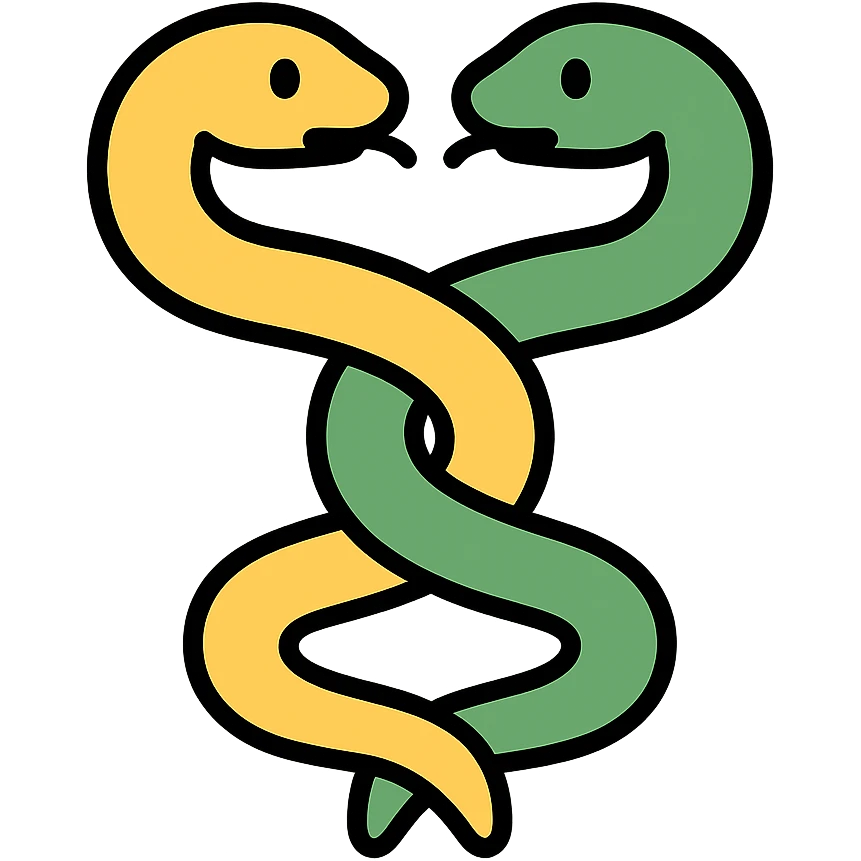 two intertwined serpents colored icon emoji
