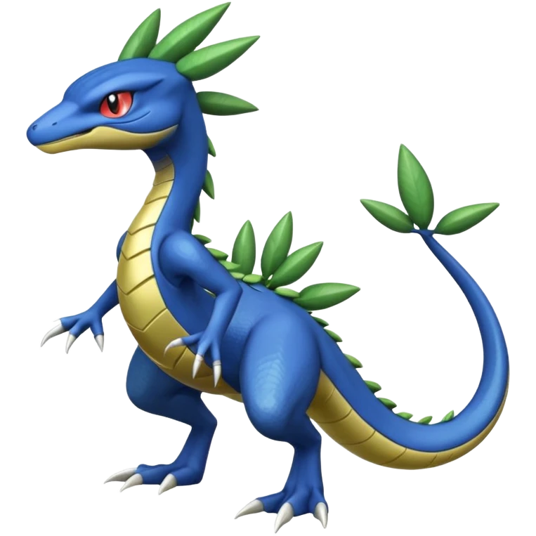 Shiny Aural Inteleon-Sceptile-Greninja-Fakémon-fusion (full body) emoji