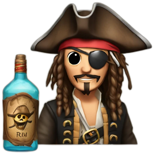 Captain Jack Sparrow and bottle of rum emoji