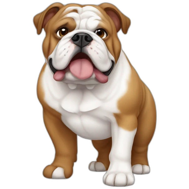 white and brown fat english bulldog emoji
