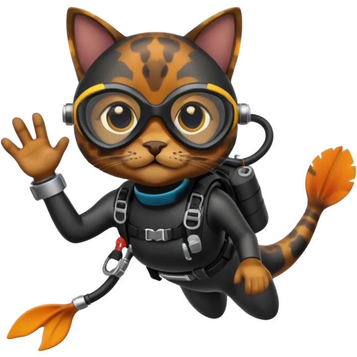 Scuba diving tortie cat emoji