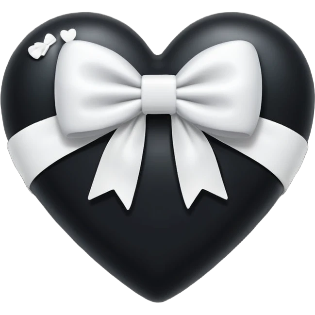 Emoji cuore nero con fiocco difianco bianco  emoji